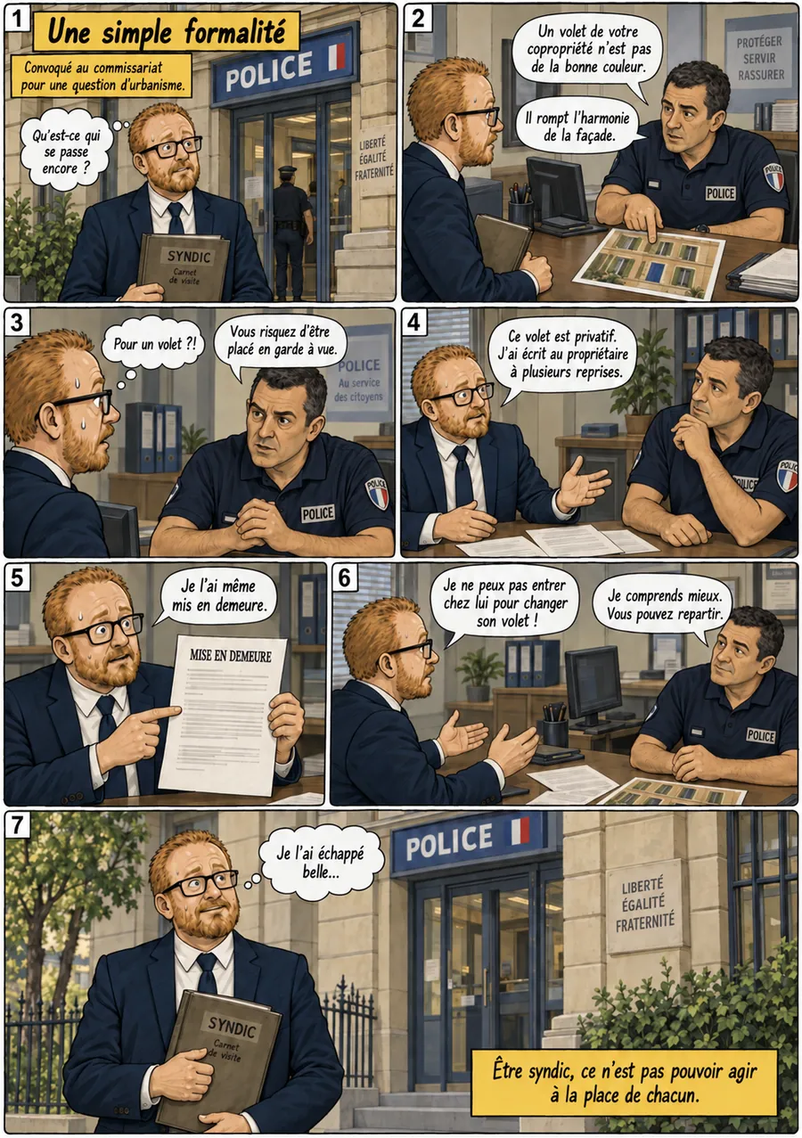 Planche de BD « Une simple formalité » en sept cases
